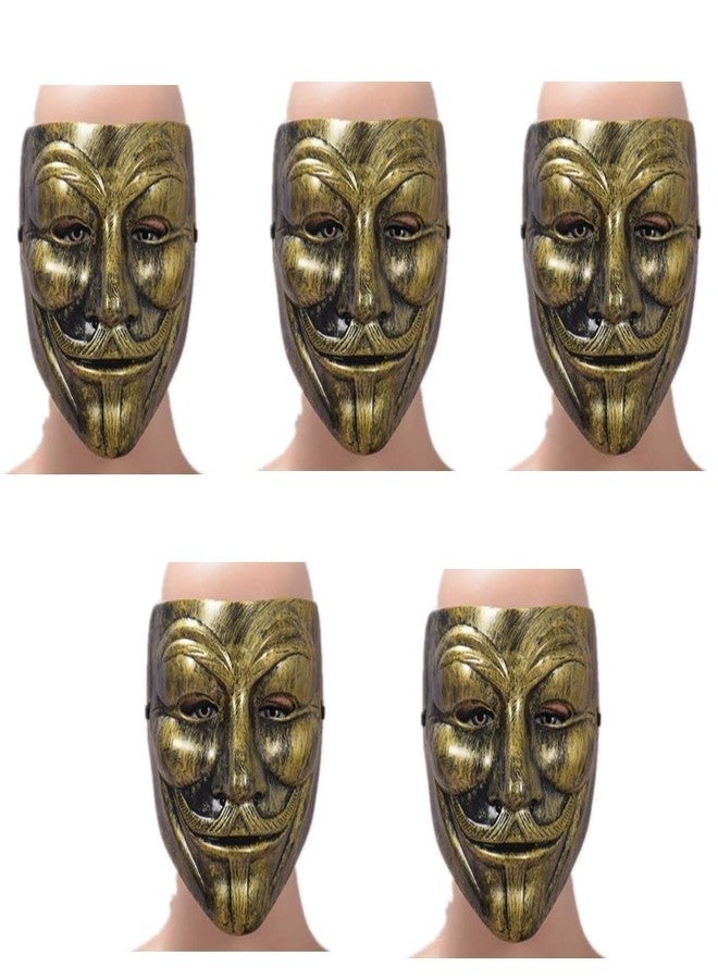 HK balloons V For Vendetta Comic Face Mask Anonymous Guy Fawkes, White (Pack Of 5, Bronze) - Image 1